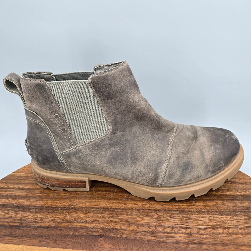 Sorel Chelsea Boots Womens 8 Taupe Quarry Gray Leather Ankle Waterproof Booties